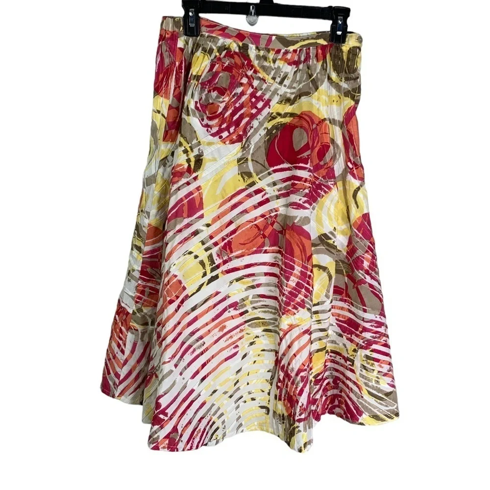 Chico’s Gorgeous Colorful Full Circle Skirt Lined 100% Cotton Size Small (4-6)
